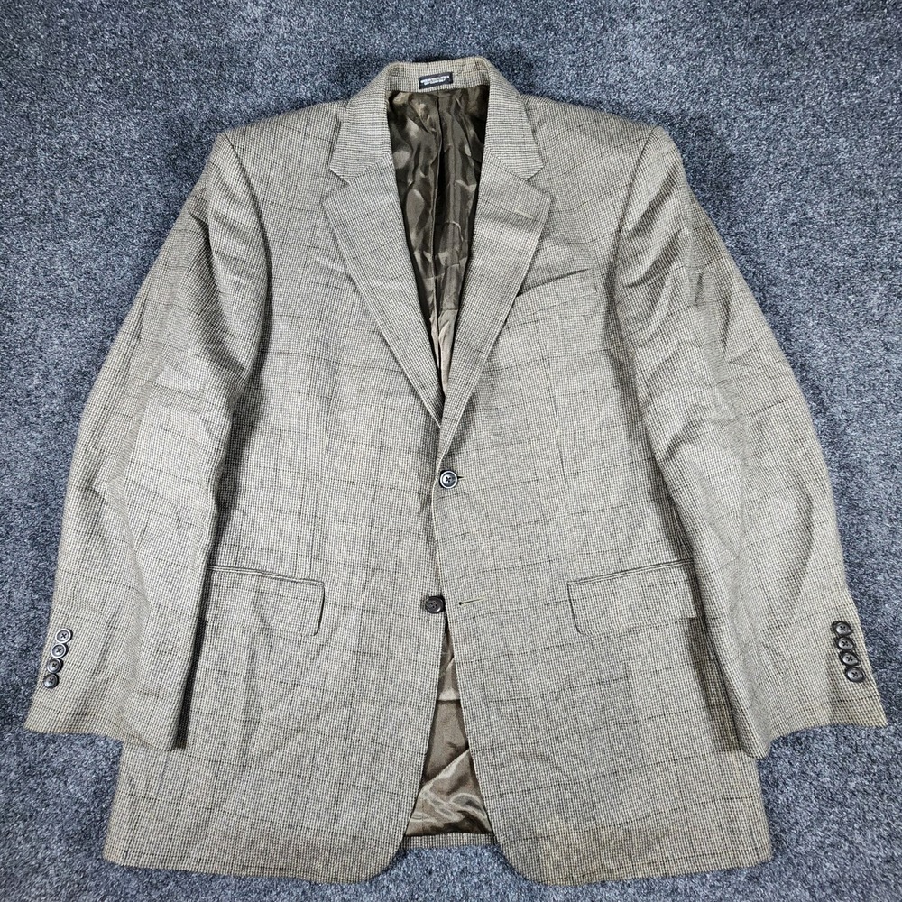 Oscar De La‎ Renta Men's 44L Blazer Brown Lambswool Cashmere Sport Coat Jacket